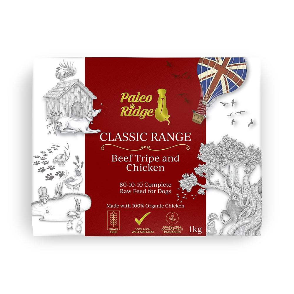 Paleo Ridge Raw 80*10*10 Beef Tripe and Chicken - 1kg